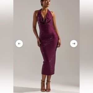 AKIRA Sparkling Plum Midi Dress S